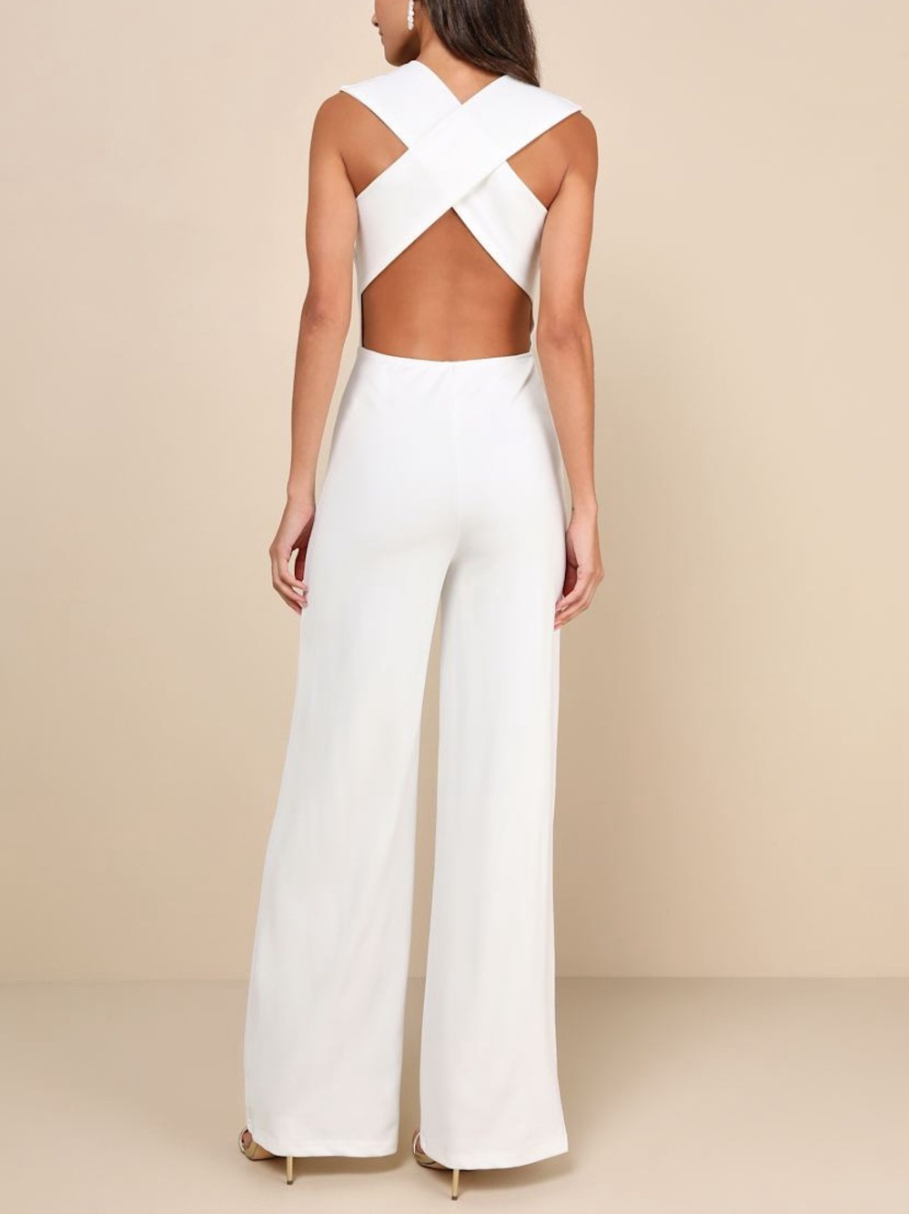 Lulus Thinking Out Loud White Backless Jumpsuit Extra Small Bridal Bride Wedding